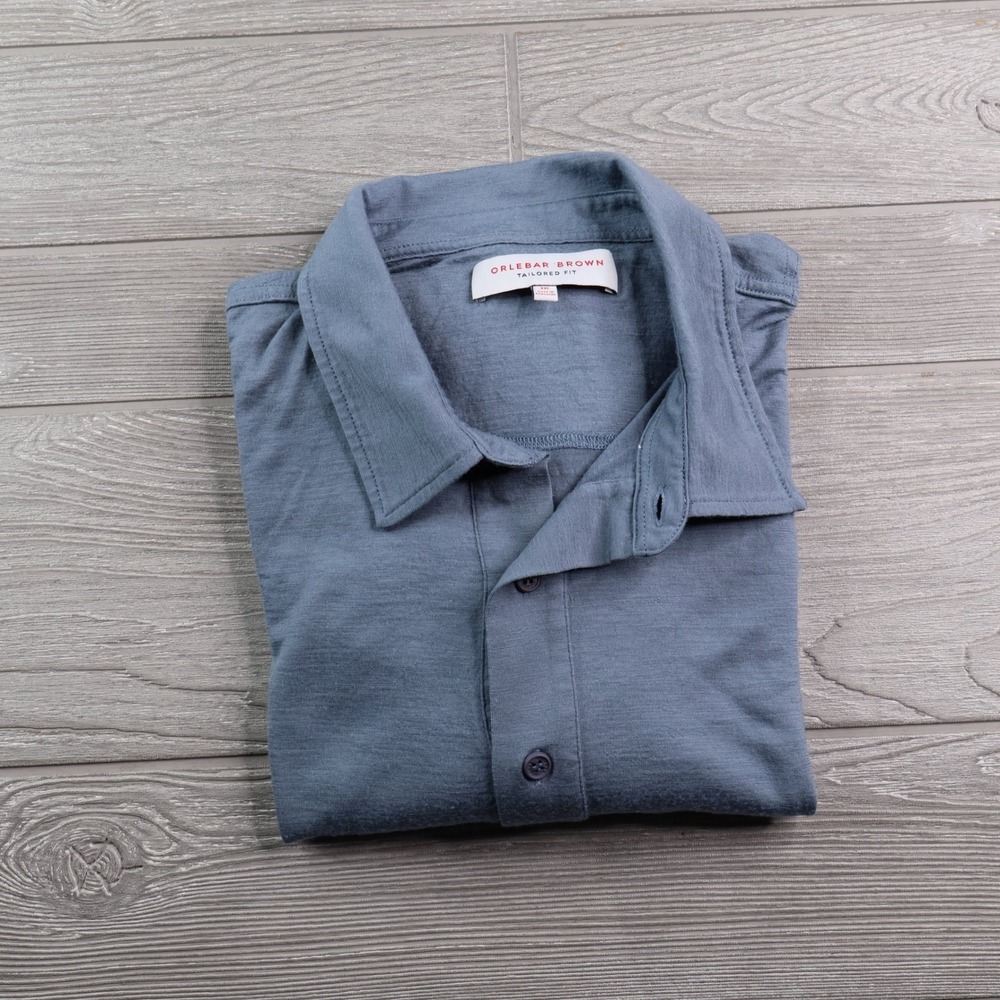 Orlebar Brown Tailored Fit Merino Polo Sweater Men's XXL Slate Blue